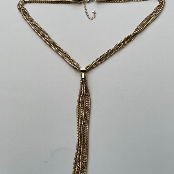 INC International Concept Women Necklace SNK Chain Long Tassel Gold Tone Yneck - Picture 4 of 12